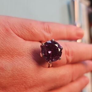 Large Amethyst Ring In Sterling Size 8.75